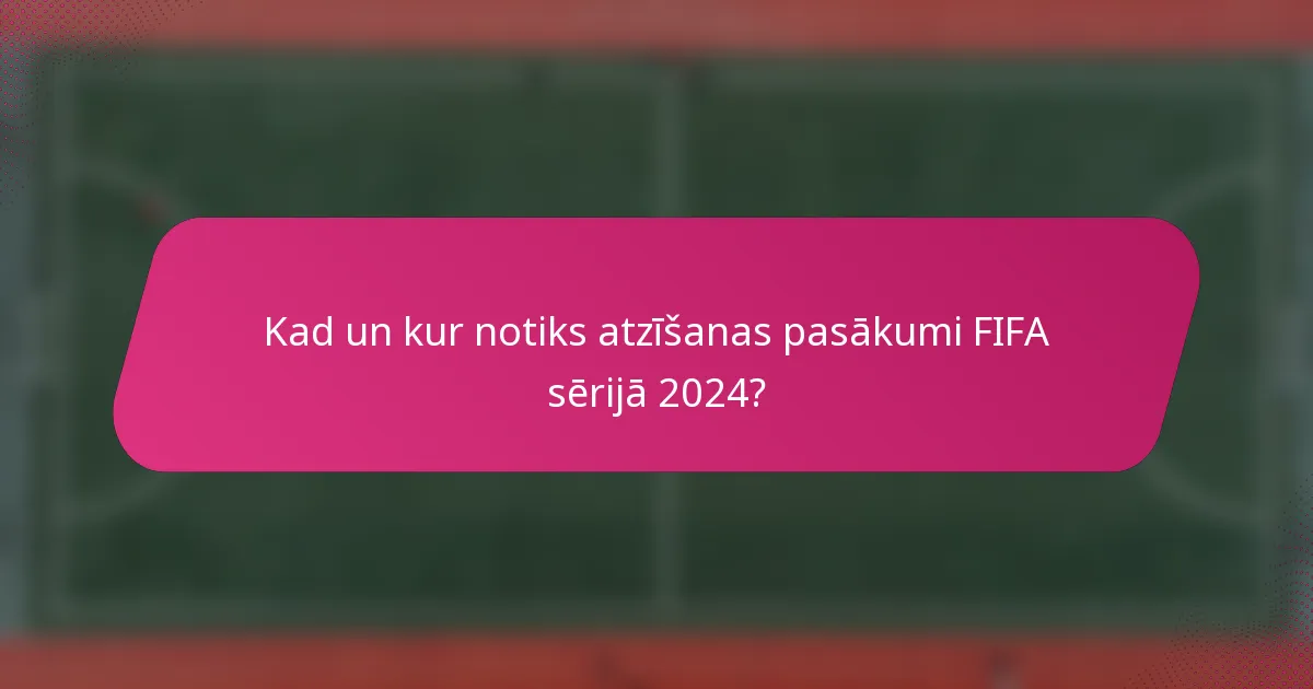 Kad un kur notiks atzīšanas pasākumi FIFA sērijā 2024?