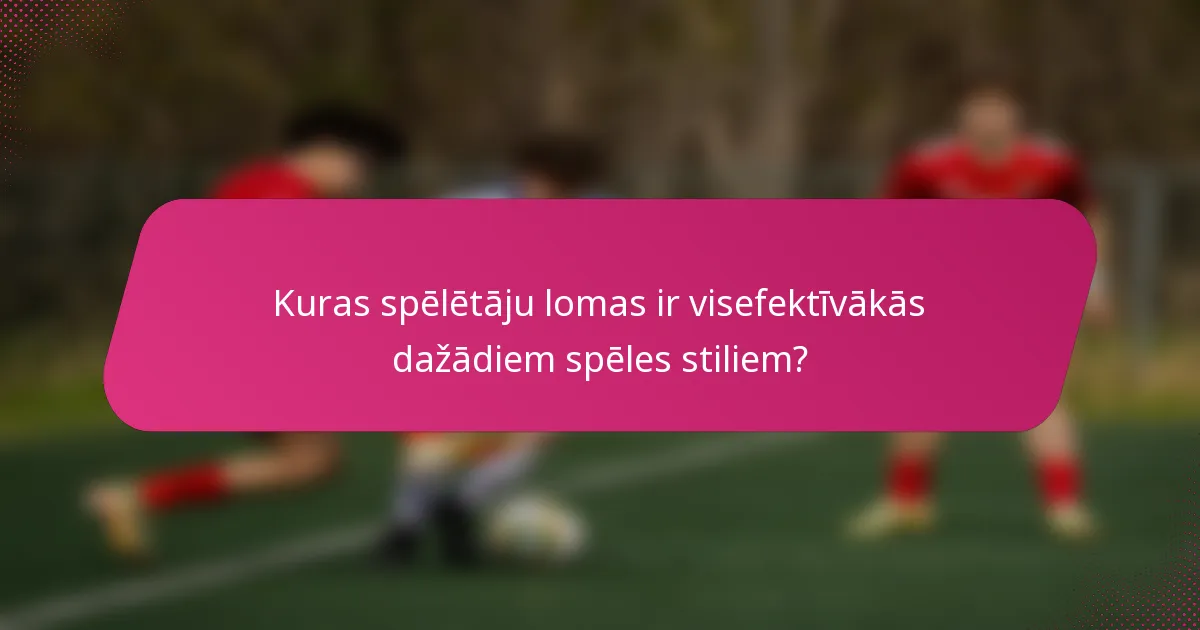 Kuras spēlētāju lomas ir visefektīvākās dažādiem spēles stiliem?